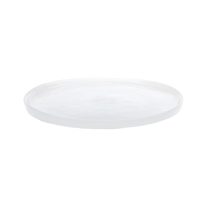 Avet Plato Blanco Redondo de 19.5 cm Diámetro, con Ala y Efecto Alabastro (Pack de 6 Unidades)